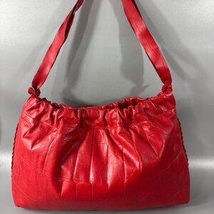 Unique Falor Le Borse Croc Embossed Red Leather